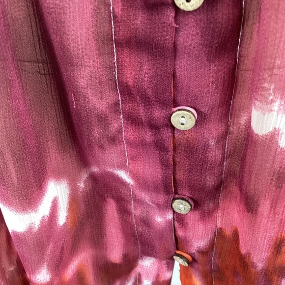 Cynthia Steffe Watercolor Sheer Tunic Top in a size‎ Medium Pink & Orange - Picture 7 of 9